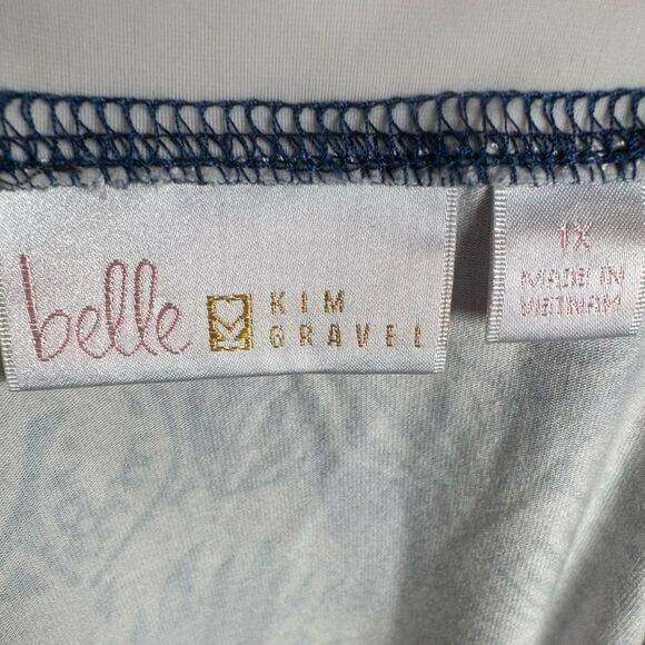 Belle by Kim Gravel blue and gray printed maxi skirt size 1X - Picture 4 of 5